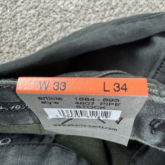 Alberto Pipe Jeans Mens 33x34 DS Dual FX Denim Dark Green Regular Fit NWT - Picture 10 of 16